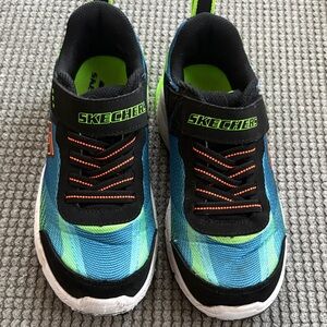 Skechers Kids Vibrant Blue and Neon Green Sneakers